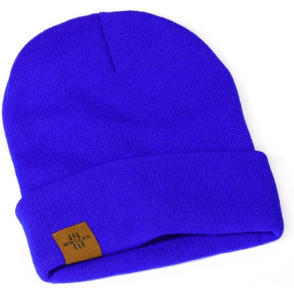 Men and Women Royal Blue Acrylic Stretchy Daily Knit Warm Winter Beanie Hats - Picture 2 of 6